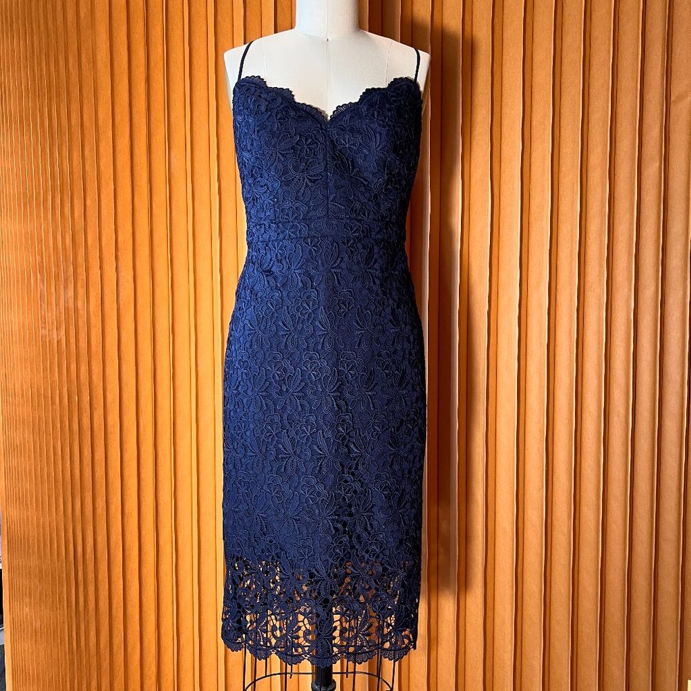 J.CREW Navy Cotton Guipure Lace Dress